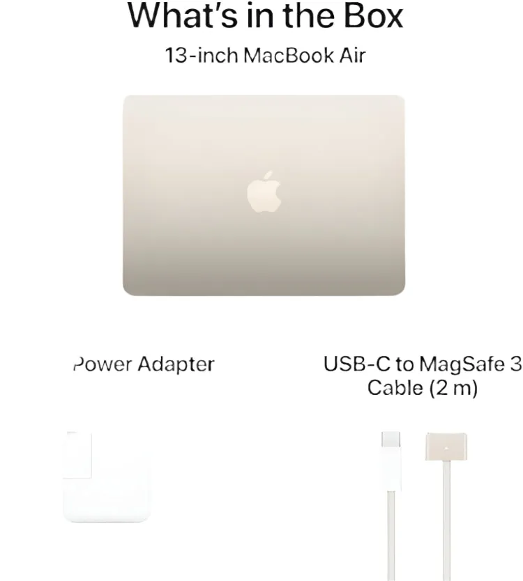 Apple Mac Book Air M3 13Inch, 8Core CPU & 8Core GPU, 16GB, 256GB SSD, Starlight
