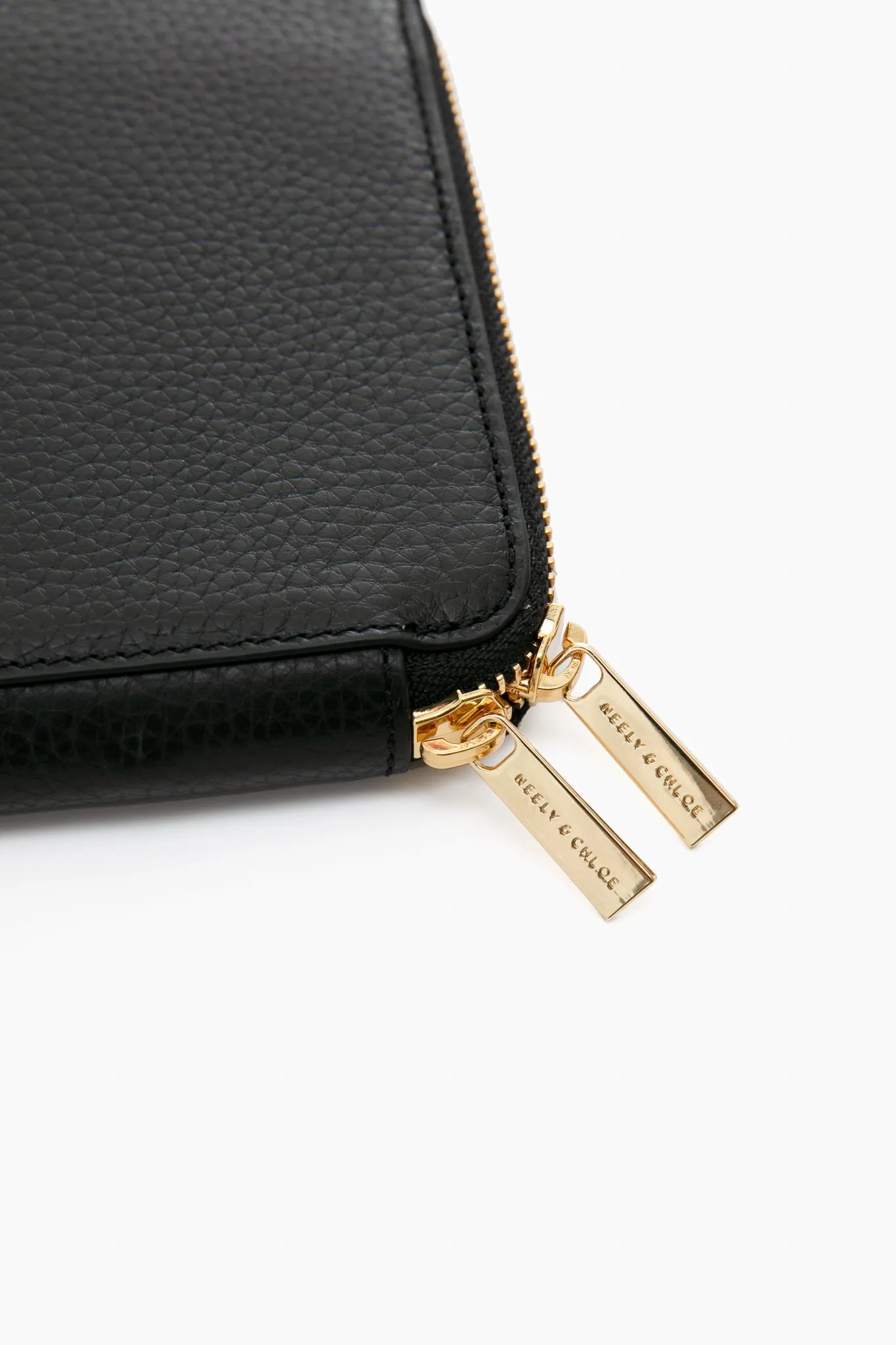 Black Pebble Leather Travel Wallet