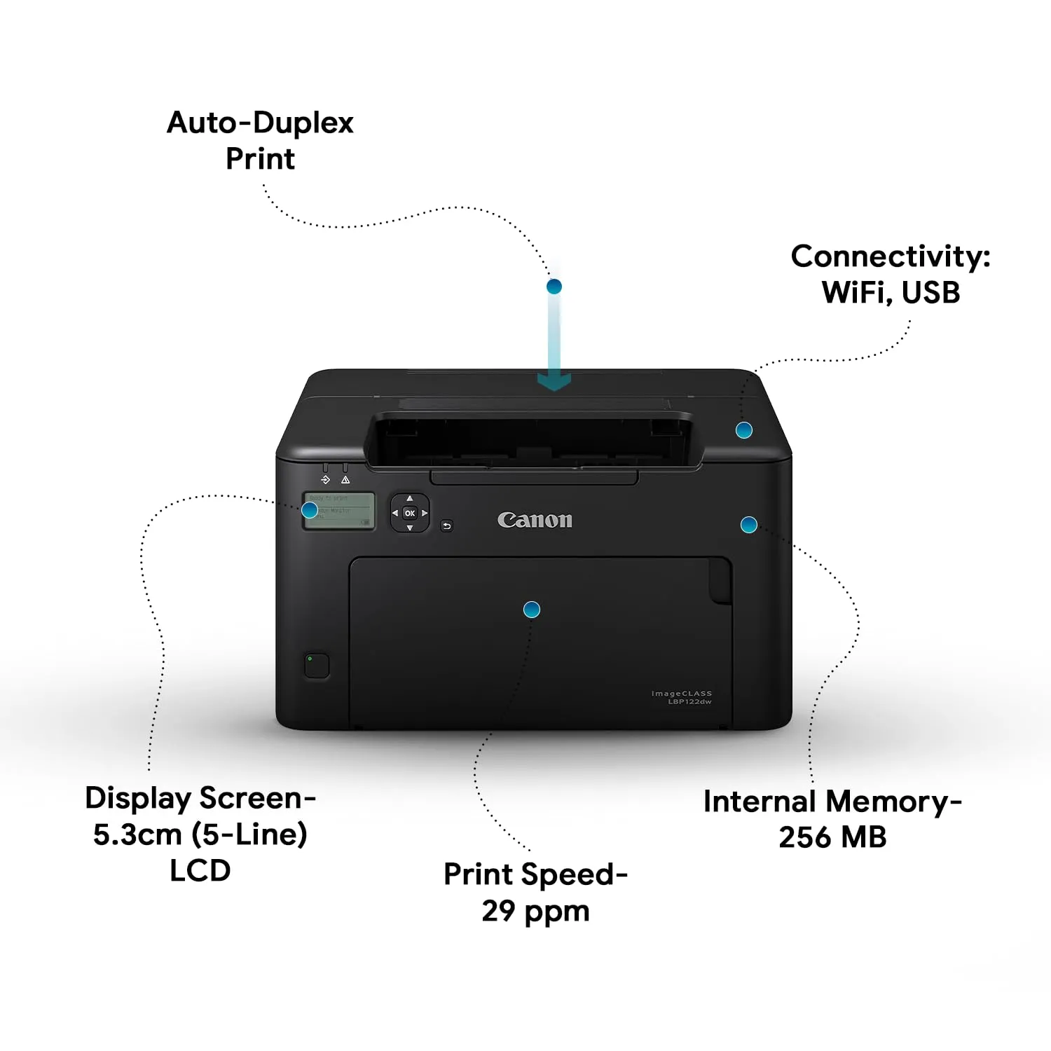 Canon Laser Print I-SENSYS LBP 122 DW, 2400DPI, Wifi / USB, Black