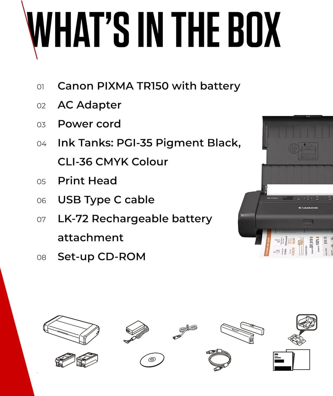 Canon Pixma TR 150 With Battery, Black