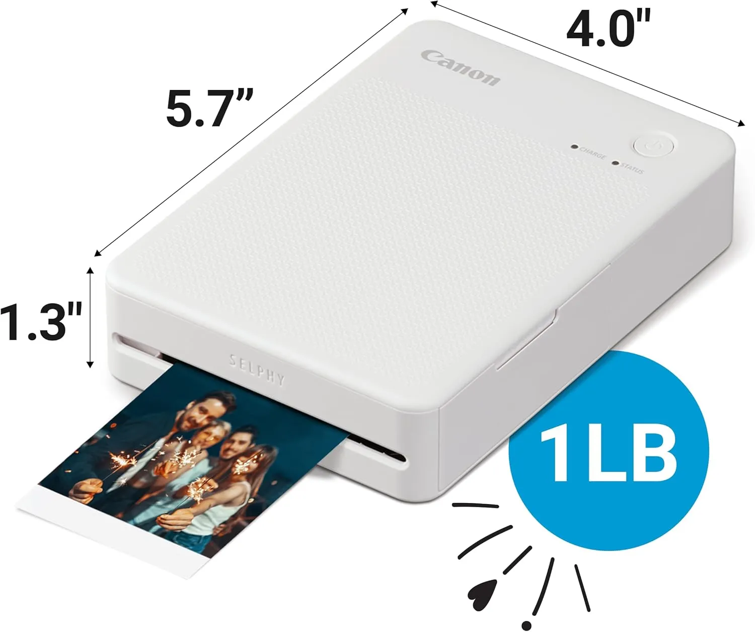 Canon Selphy QX20 Portable Colour Photo Wireless Printer, Sand White