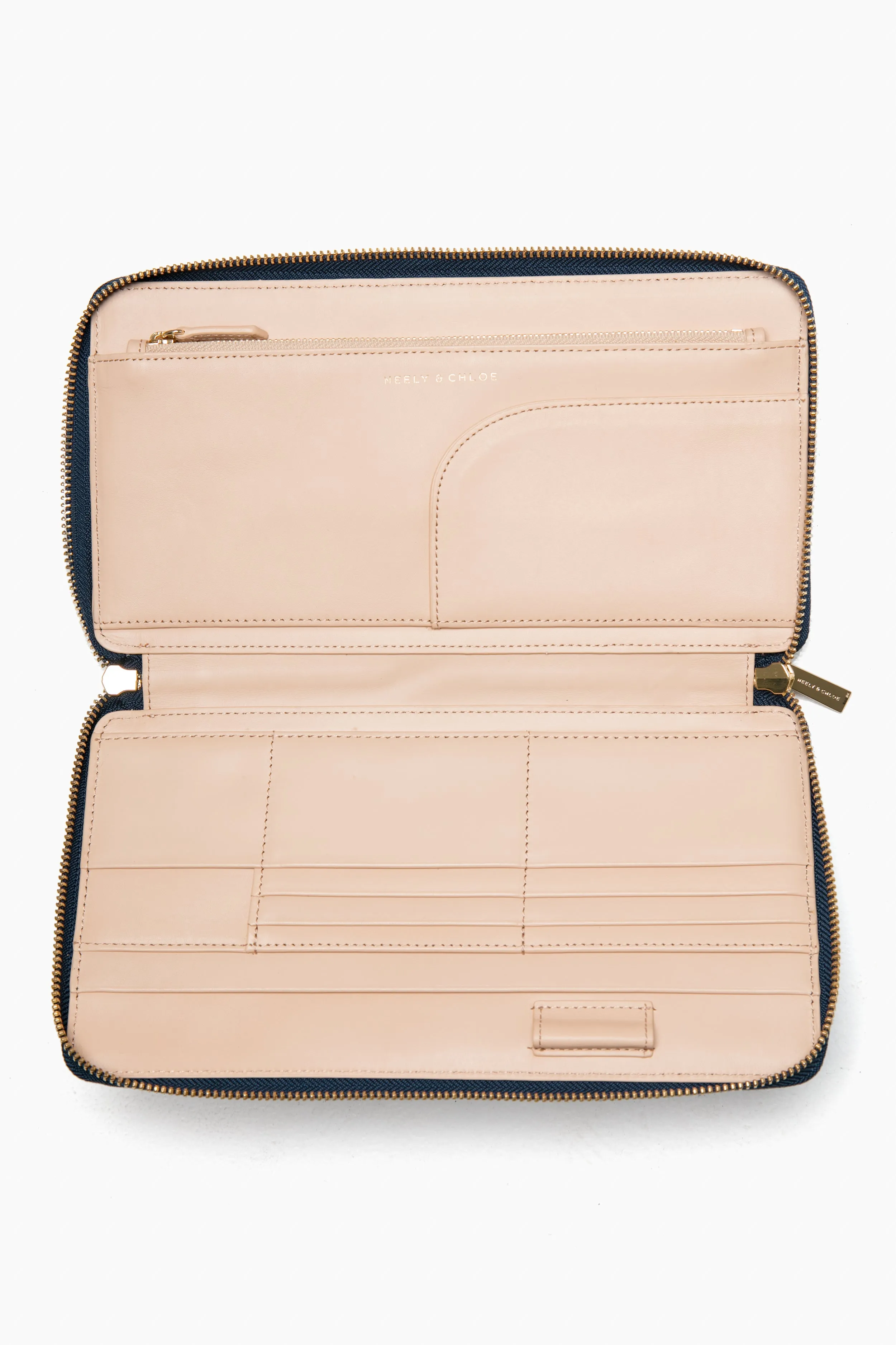 Navy Pebble Leather Travel Wallet