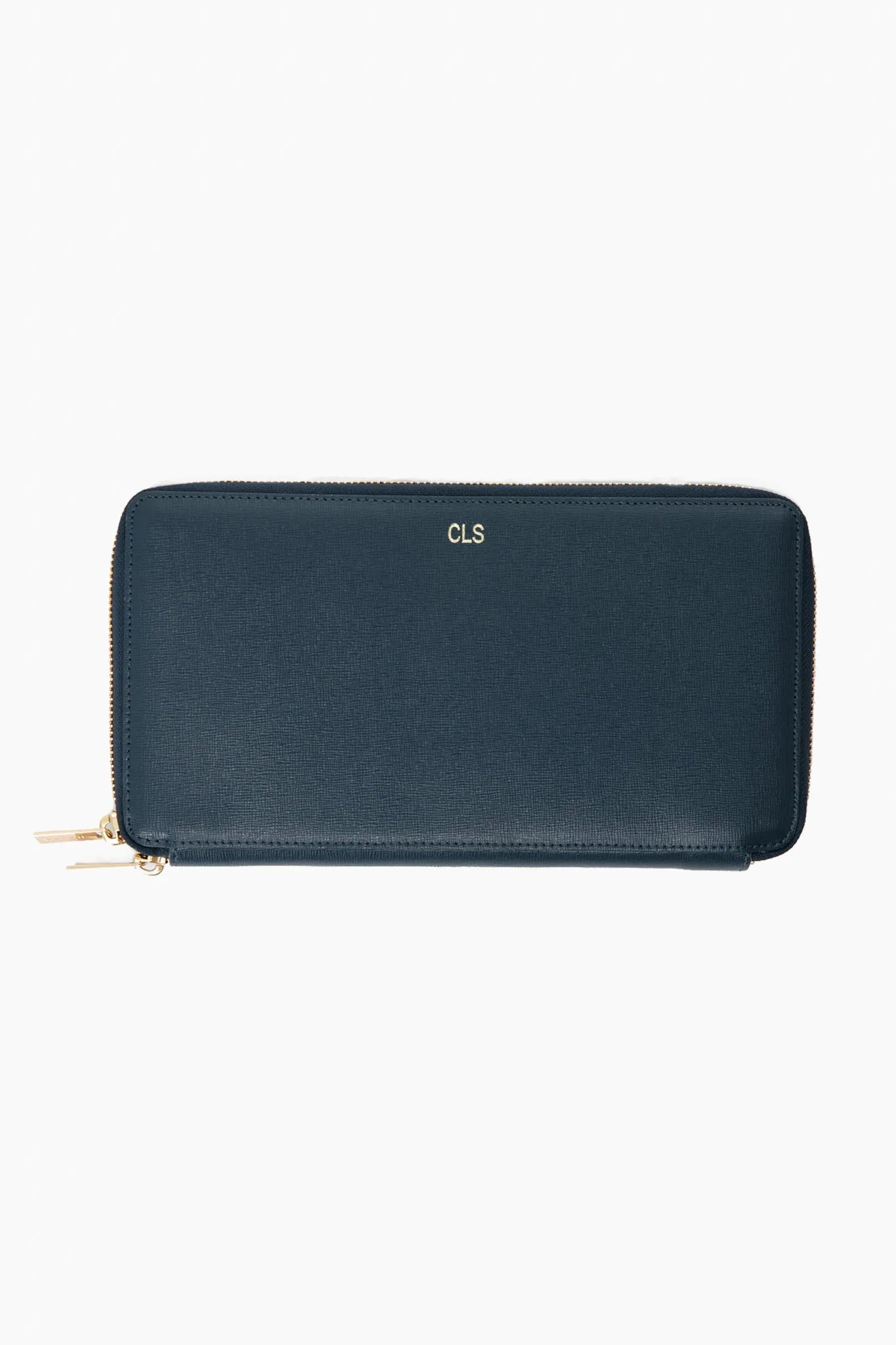 Navy Pebble Leather Travel Wallet