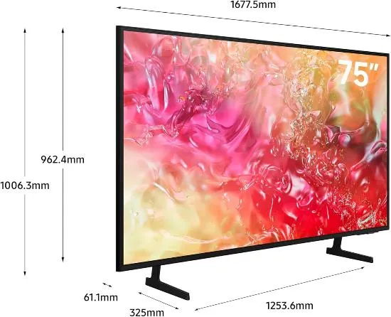 Samsung LED TV 75 Inch Crystal 4K, Smart, 3 HDMI, 1 USB, Satellite Built-in ,Wifi