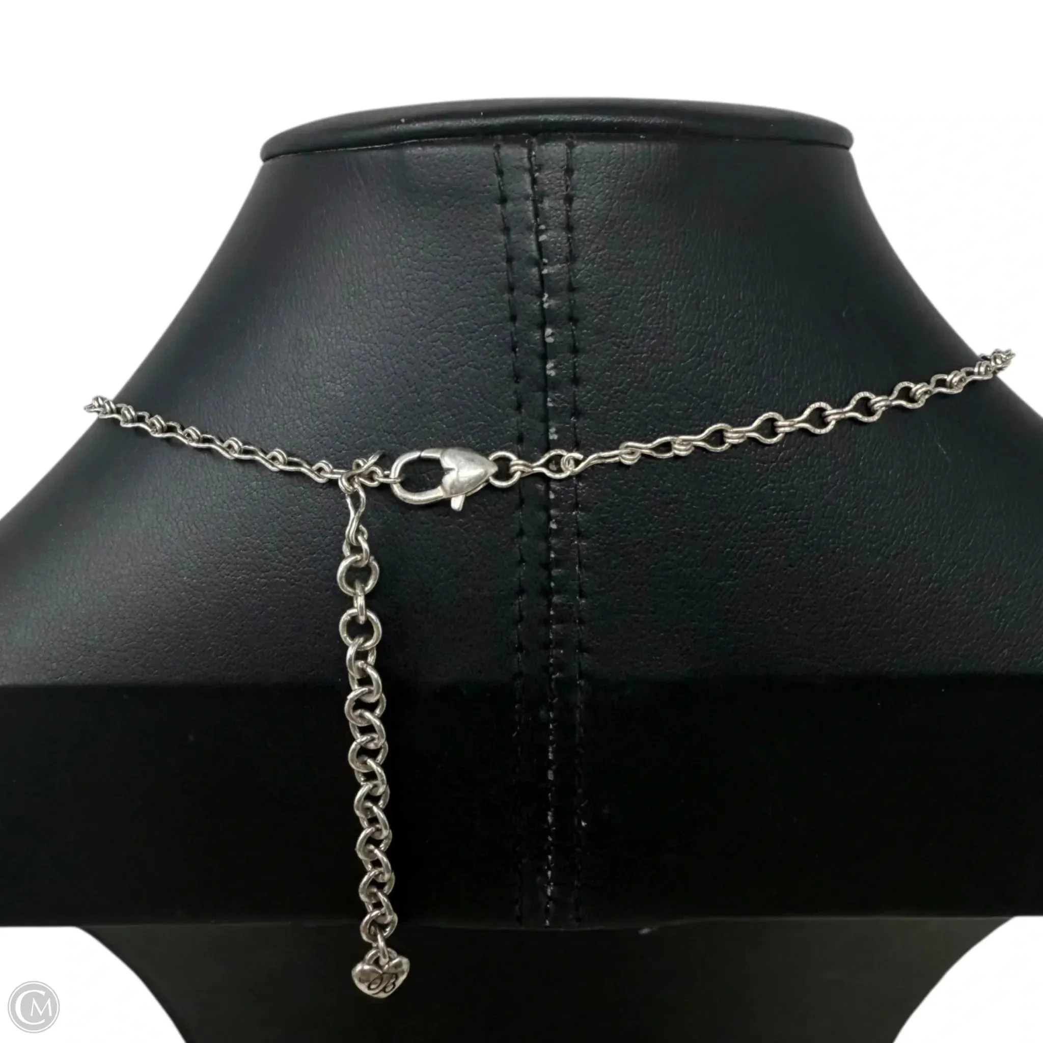 Silver Tone & Crystal Square Bead Charm Necklace By Brighton