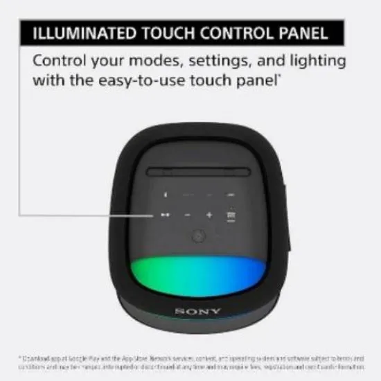 Sony Wireless Party Speaker Illuminated Touch Control Panel Compatible Smartphone