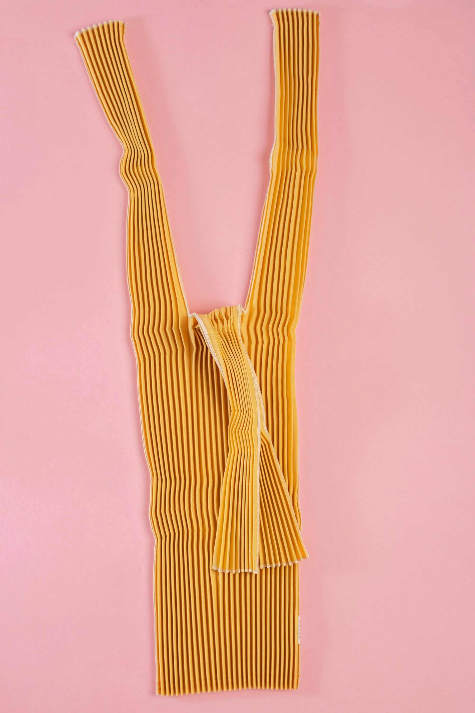 Vertical Pleated Large Tote Bag - Mustard Yellow