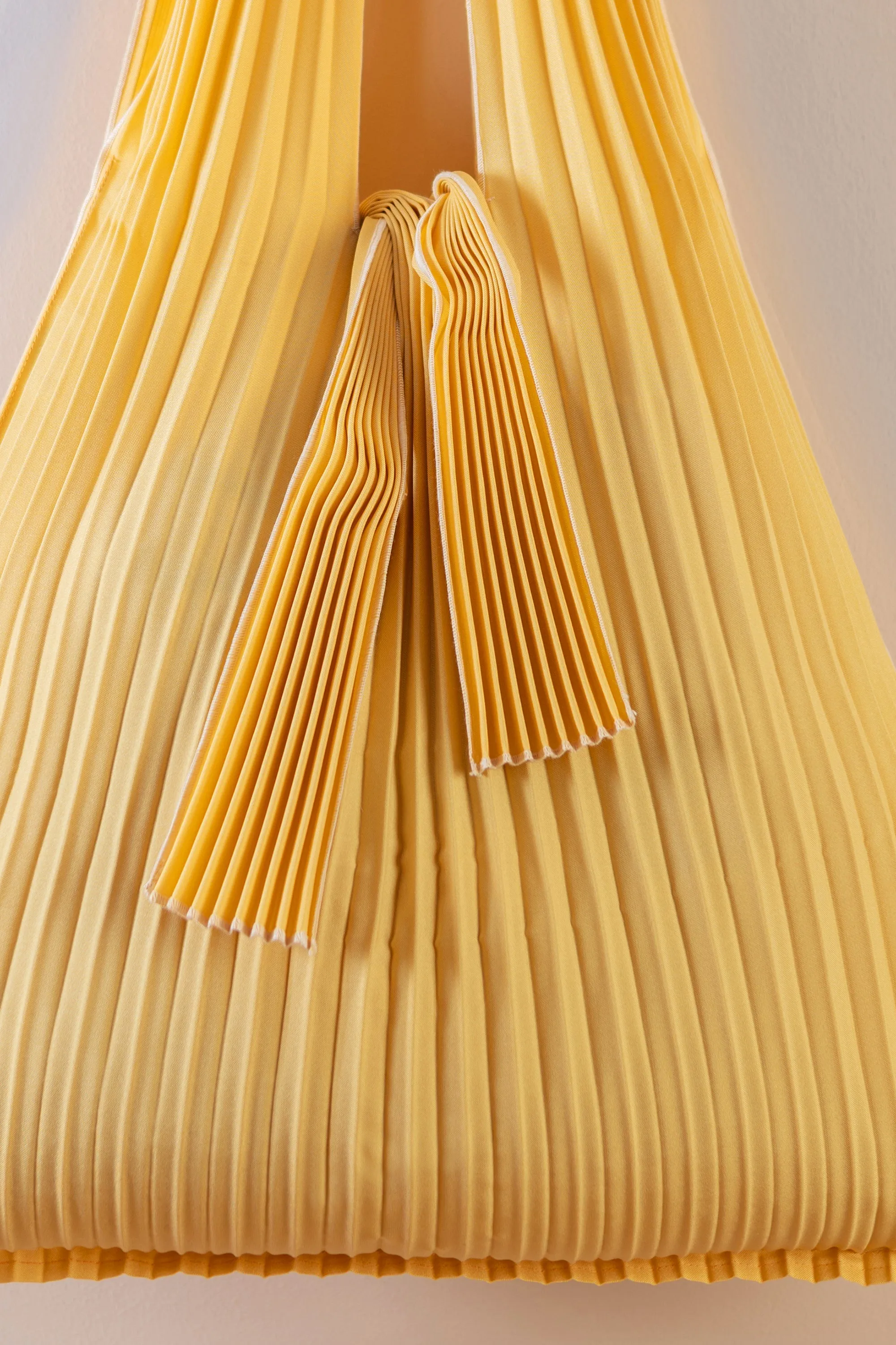 Vertical Pleated Large Tote Bag - Mustard Yellow