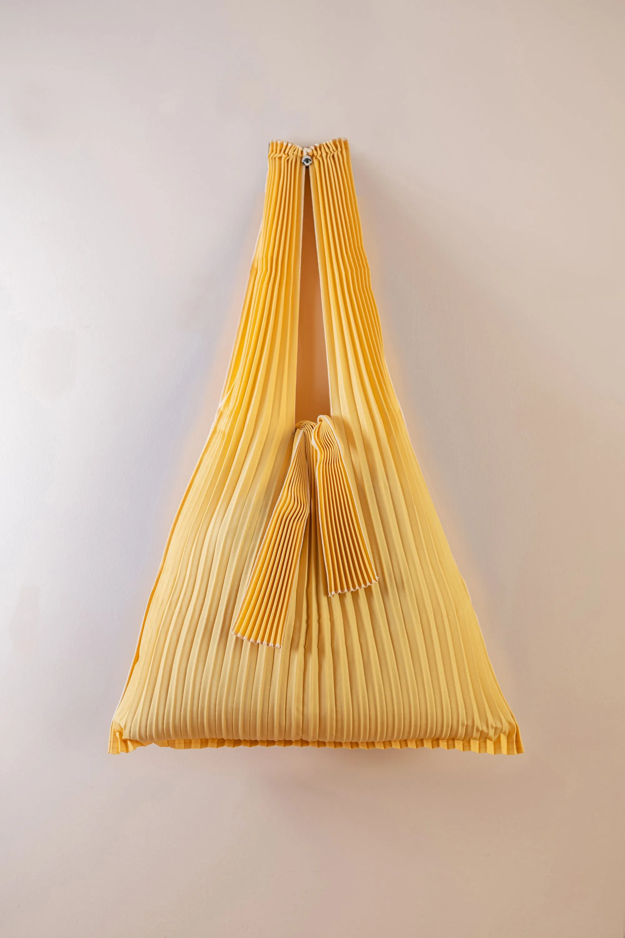 Vertical Pleated Large Tote Bag - Mustard Yellow