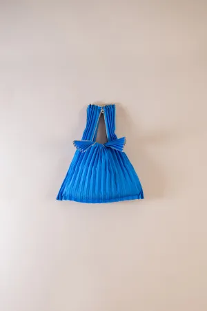Vertical Pleated Mini Tote Bag - Blue
