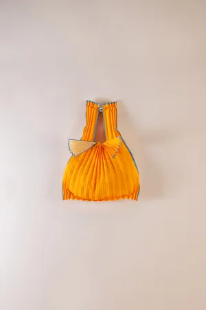 Vertical Pleated Mini Tote Bag - Orange