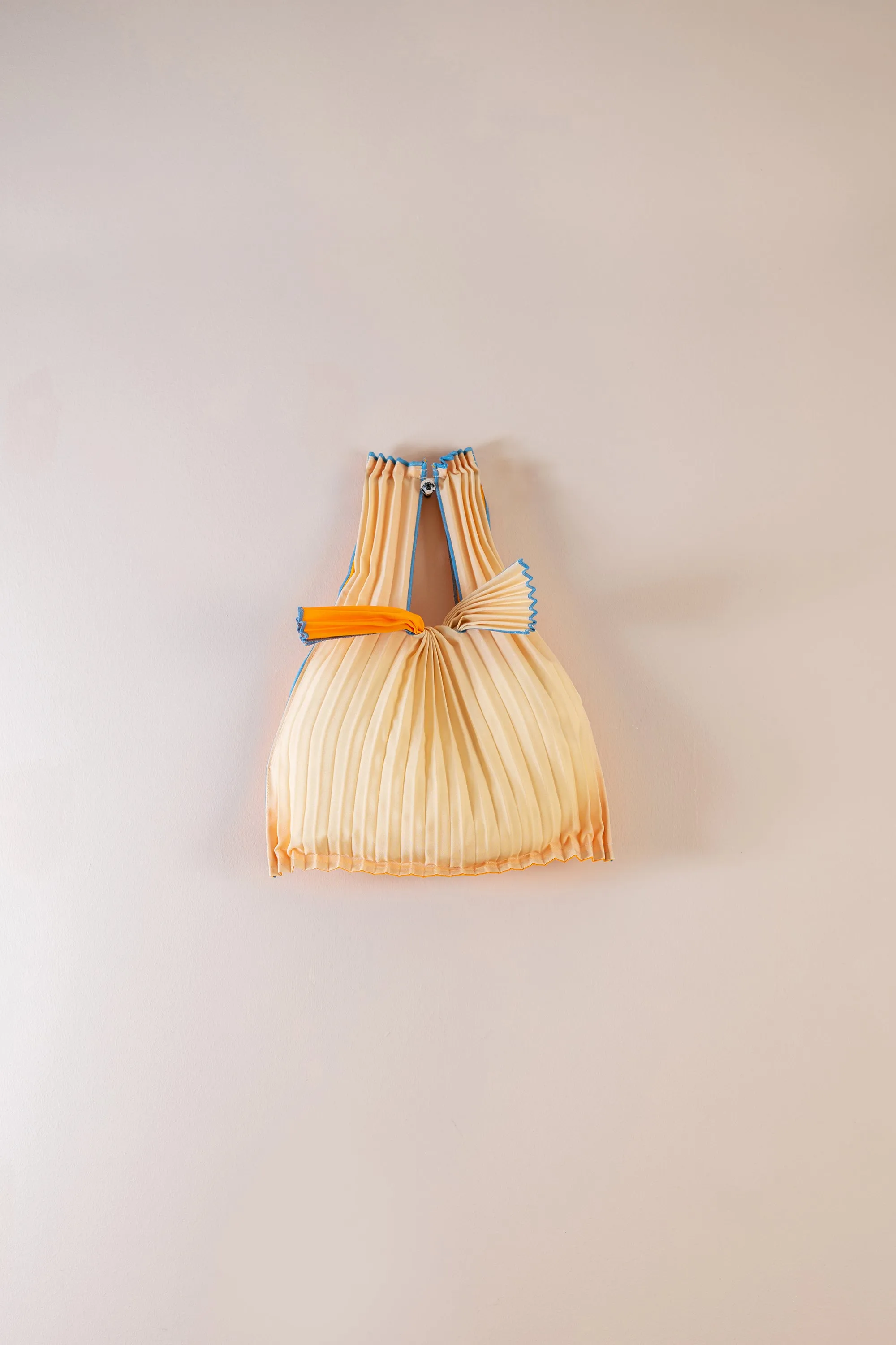 Vertical Pleated Mini Tote Bag - Orange