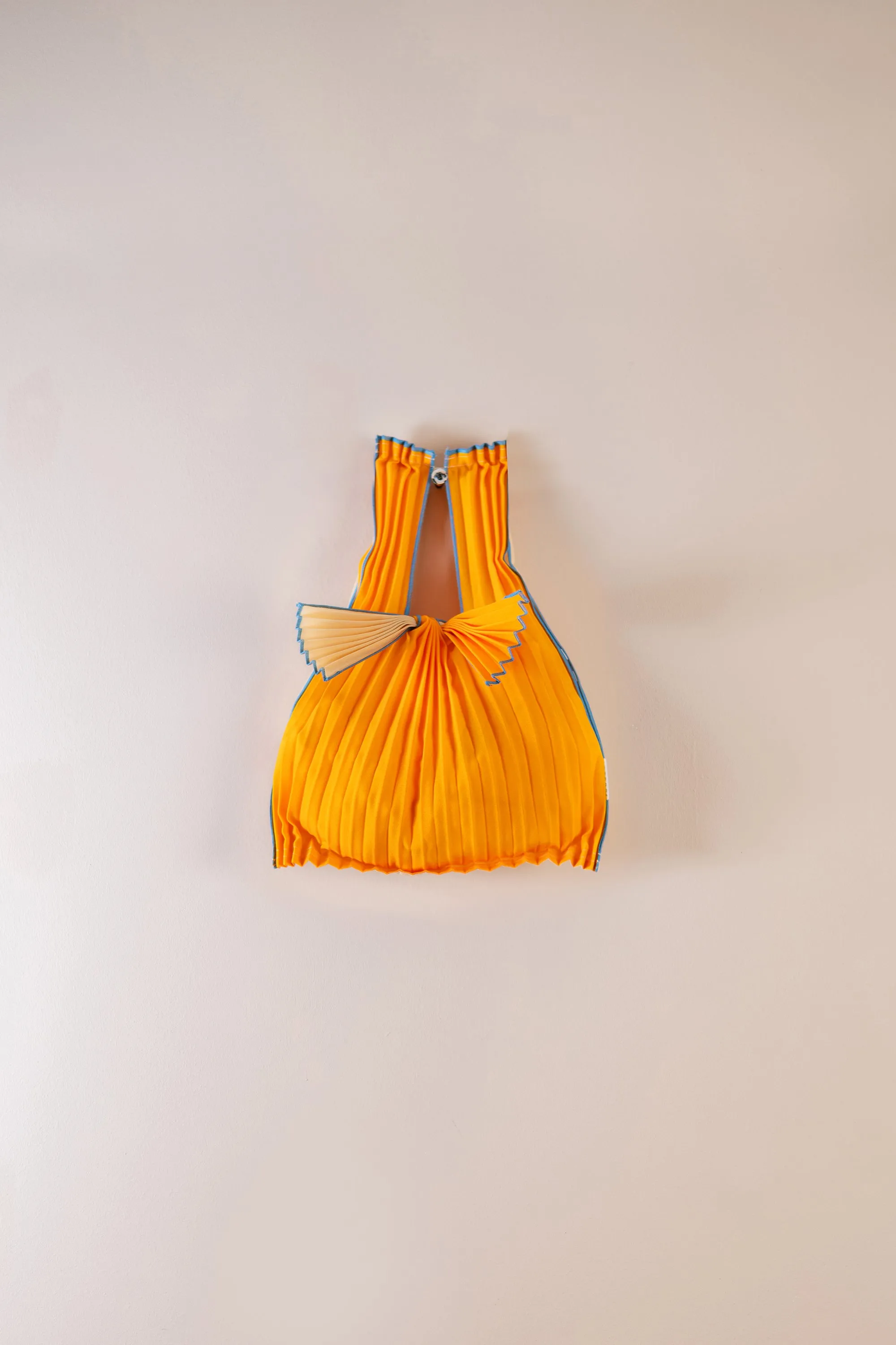 Vertical Pleated Mini Tote Bag - Orange