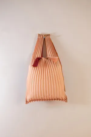 Vertical Pleated Small Tote Bag - Turkey Red