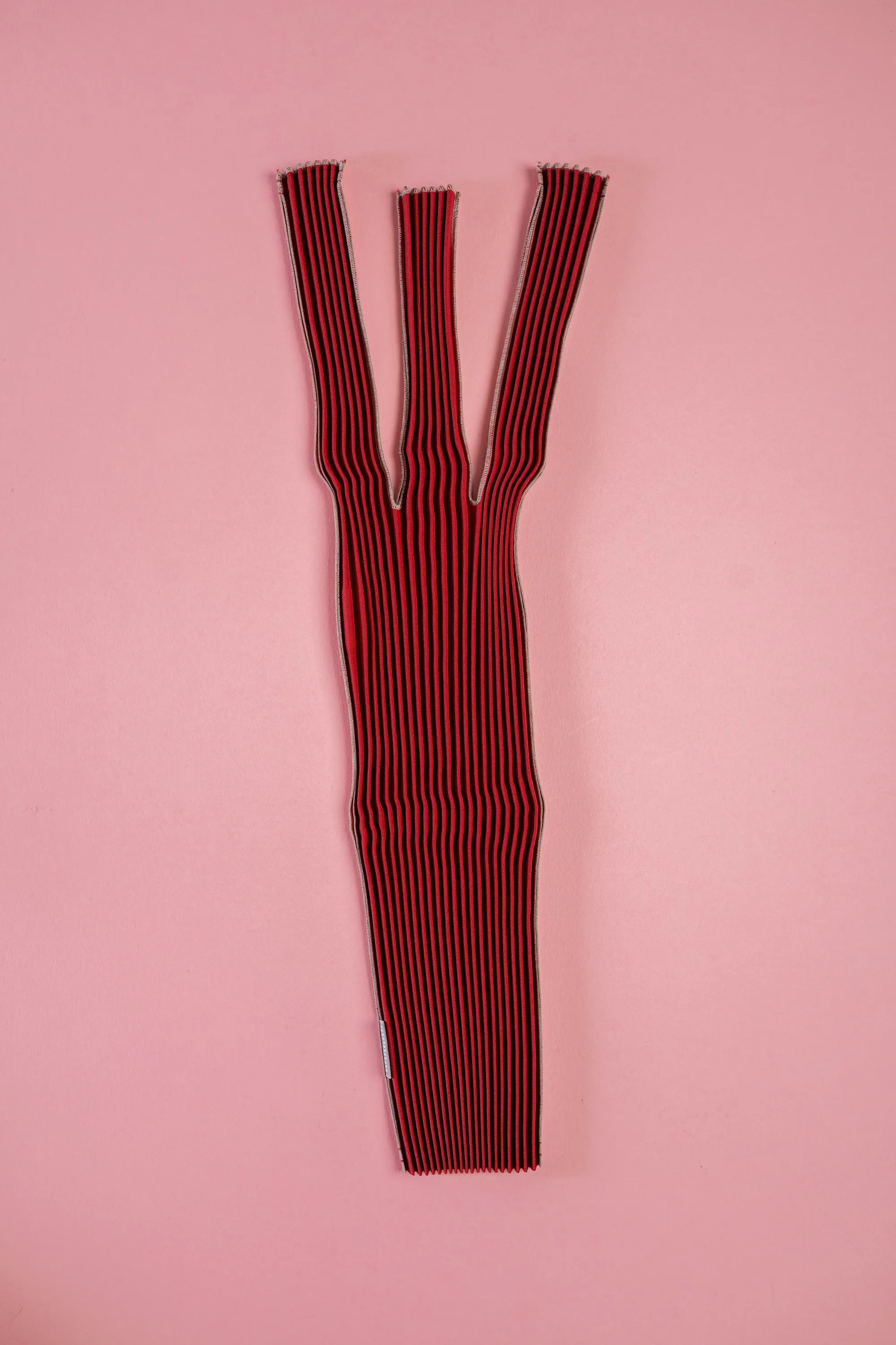Vertical Pleated Tote Bag - Bordeaux & Pink Beige
